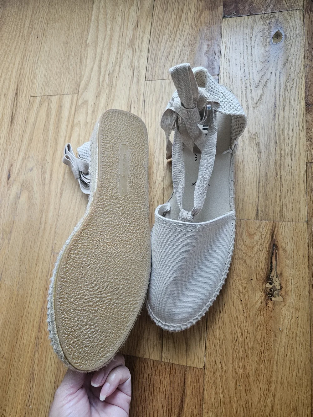 Tamarita Eco Canvas Vegan Handcrafted In Spain  Espadrille Wedges  Tan -  Sz 42